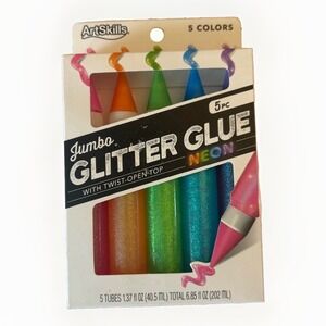 Rainbow Glitter Glue Pens for Arts & Crafts Supplies, Assorted Colors, 5 Count